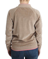 Beige velvet zipup sweater - Avaz Shop
