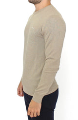 Beige Wool Cashmere Crewneck Pullover Sweater - Avaz Shop