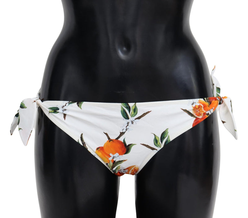 Bikini Bottom White Orange Print Swimsuit Beachwear - Avaz Shop