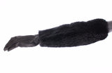 Black Beaver Fur Lambskin Leather Elbow Gloves - Avaz Shop