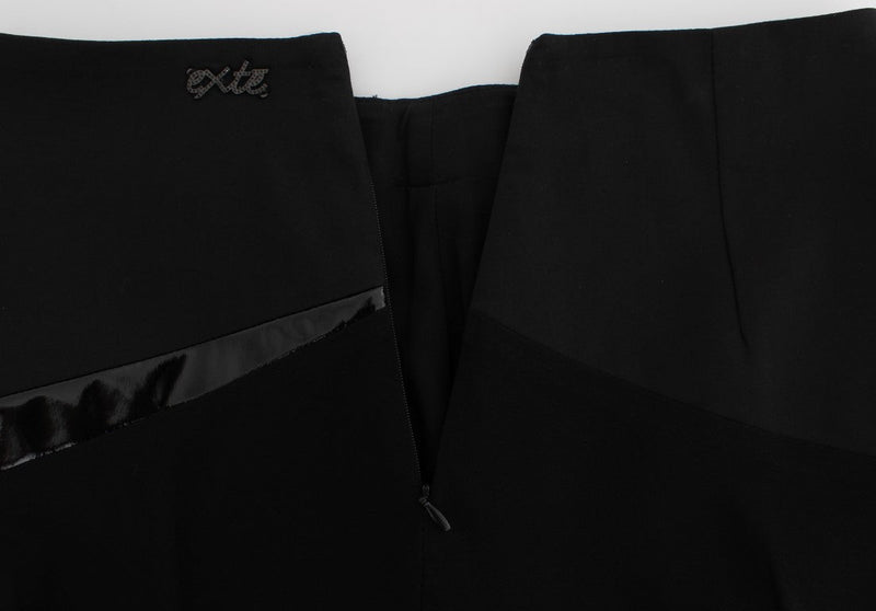 Black Blue Cotton Stretch Straight Skirt - Avaz Shop