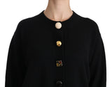 Black Button Embellished Cardigan Sweater - Avaz Shop