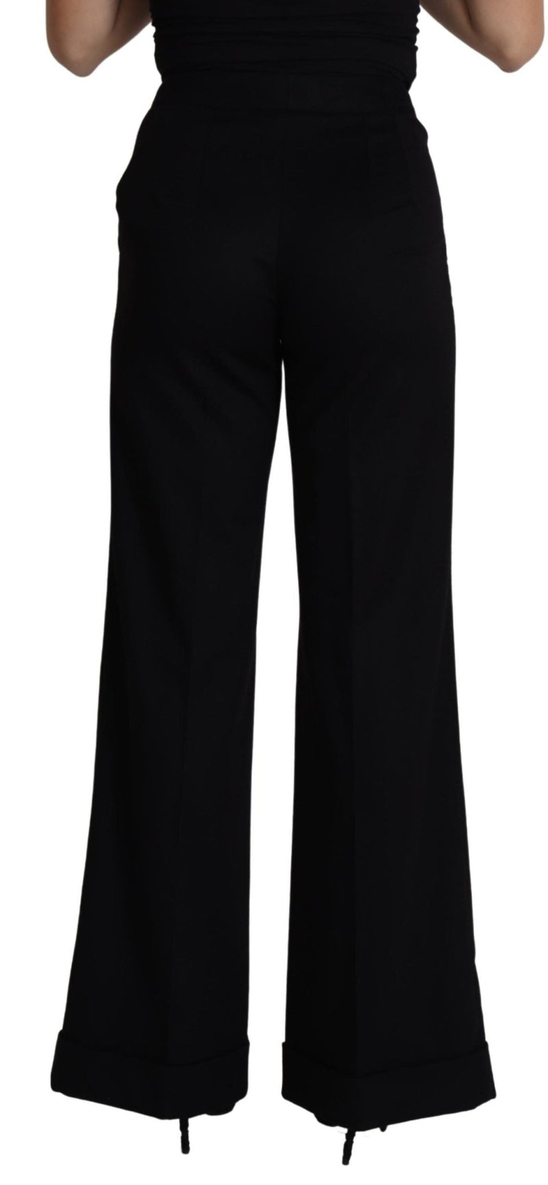 Black Cashmere Wide Leg Women Trouser Pants - Avaz Shop