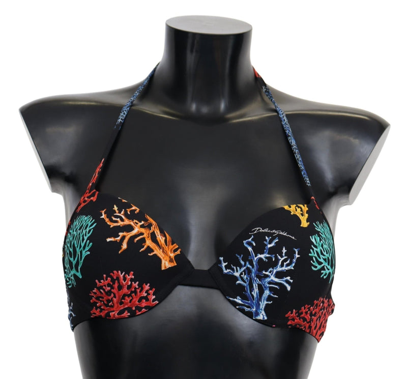 Black Corals Print Women Beachwear Bikini Tops - Avaz Shop