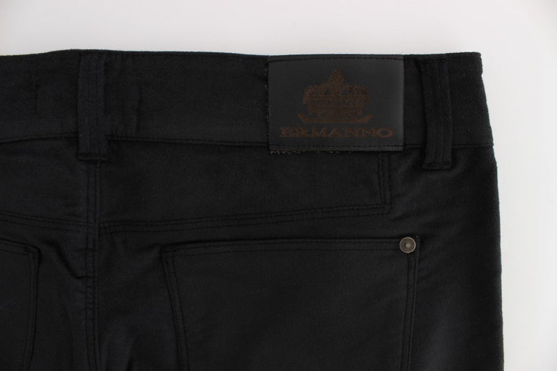 Black Cotton Blend Regular Fit Pants - Avaz Shop