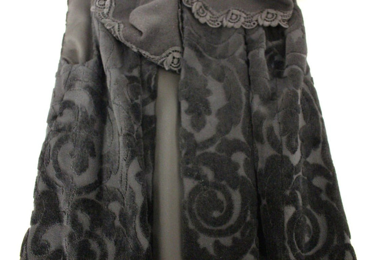 Black Cotton Brocade Long Cape Coat Jacket - Avaz Shop