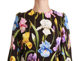 Black Cotton Silk Floral Shift Dress - Avaz Shop