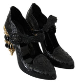 Black Crystal Floral CINDERELLA Heels Shoes - Avaz Shop