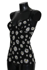 Black Daisy Print Dress Lingerie Chemisole - Avaz Shop