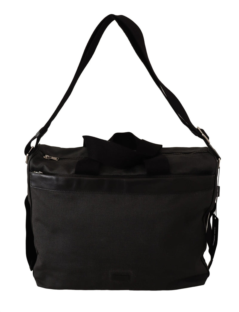 Black Denim Leather Shoulder Strap Messenger Bag - Avaz Shop