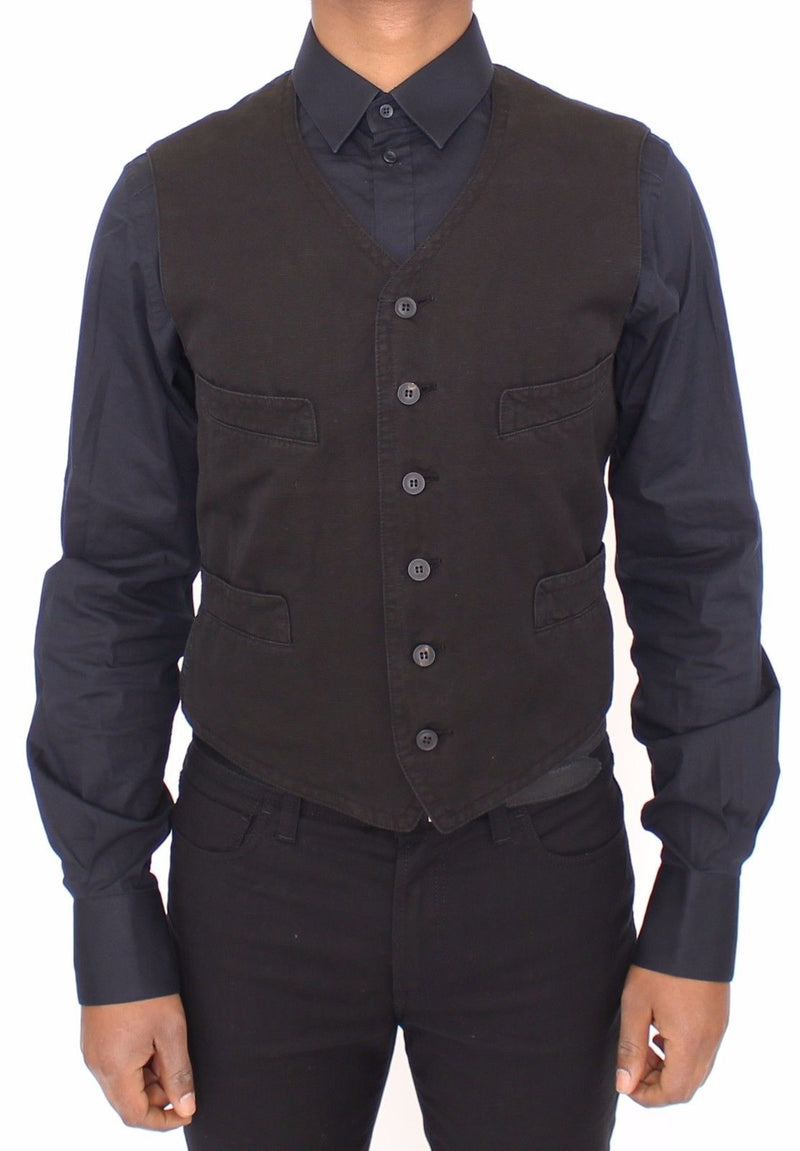 Black Flax Cotton Dress Vest Blazer - Avaz Shop