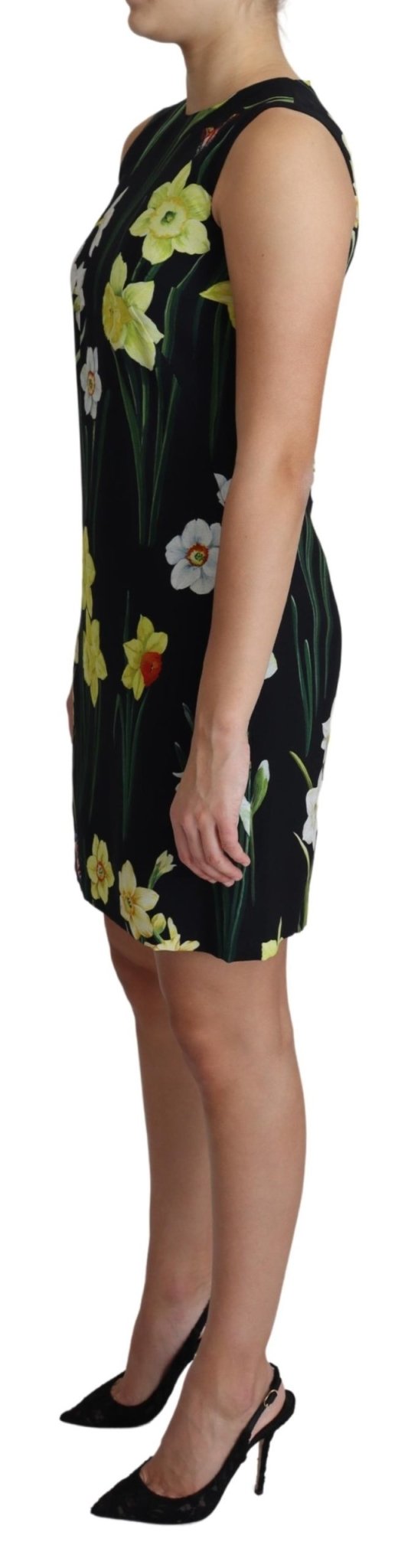Black Floral Print A-line Shift Mini Dress - Avaz Shop