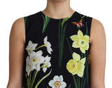 Black Floral Print A-line Shift Mini Dress - Avaz Shop