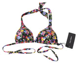 Black Floral Print Swimsuit Beachwear Bikini Tops - Avaz Shop