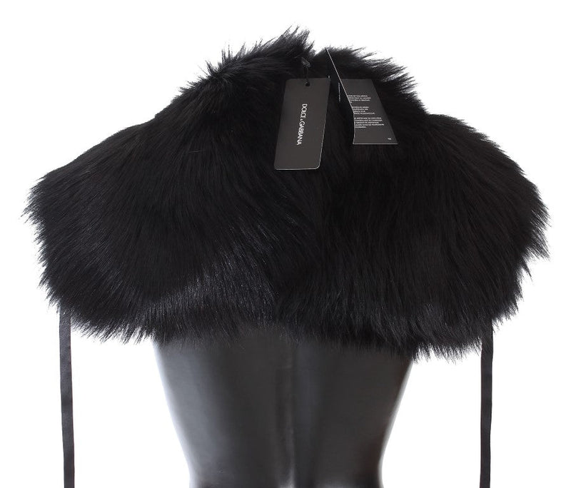 Black Fox Fur Shoulder Wrap Cover Collar Scarf - Avaz Shop