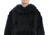 Black Goat Fur Shearling Long Jacket Coat - Avaz Shop
