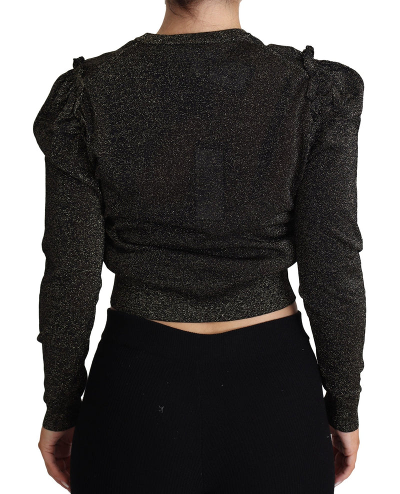 Black Gold Cropped Women Pullover Sweater - Avaz Shop