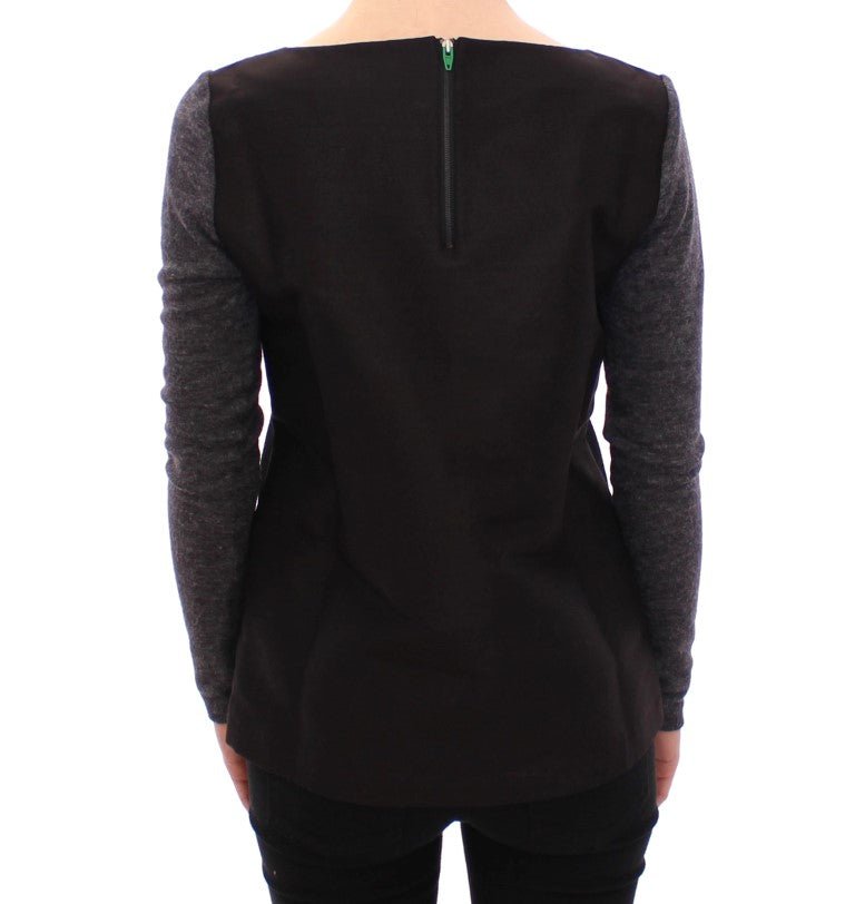 Black Gray Longsleeve Pullover Sweater - Avaz Shop
