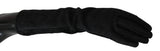 Black Gray Mid Arm Length Mittens Wool Gloves - Avaz Shop