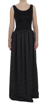 Black Gray Sheath Gown Full Length Dress - Avaz Shop