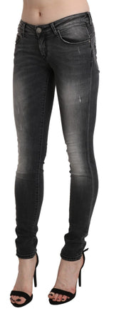 Black Gray Washed Skinny Trouser Cotton Jeans - Avaz Shop