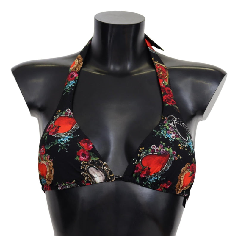 Black Heart Print Swimsuit Beachwear Bikini Tops - Avaz Shop