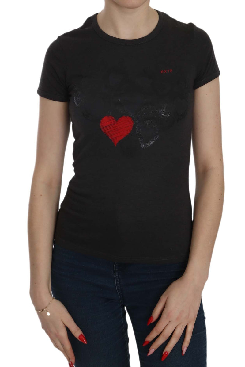 Black Hearts Print Short Sleeve Casual Shirt Top - Avaz Shop