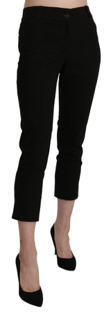 Black High Waist Skinny Cropped Dress Trouser Pants - Avaz Shop