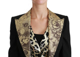 Black Jacquard Vest Blazer Coat Wool Jacket - Avaz Shop