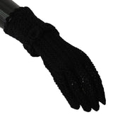 Black Knitted Mid Arm Length Cotton Gloves - Avaz Shop