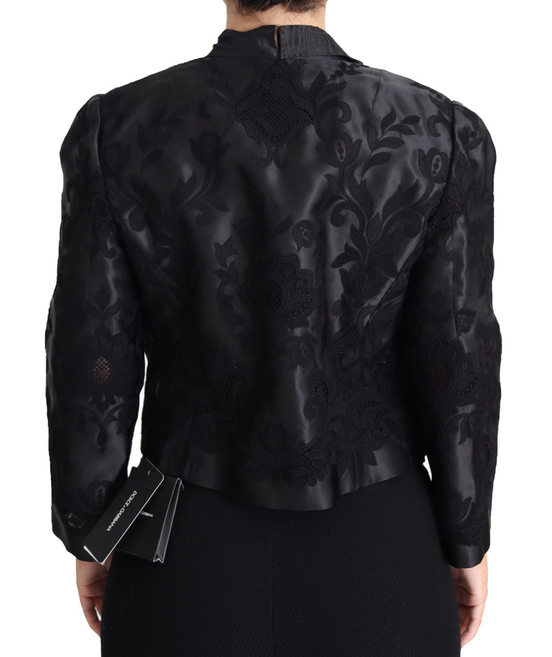 Black Lace Sheer Corset Organza Silk Jacket - Avaz Shop