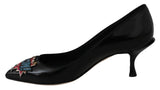 Black Leather BOOM Heels Pumps Shoes - Avaz Shop