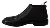 Black Leather Boots Stretch Mens Shoes - Avaz Shop