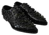 Black Leather Crystals Dress Broque Shoes - Avaz Shop