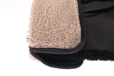 Black Leather Shearling Studded Gloves - Avaz Shop