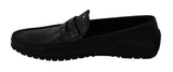 Black Lizard Leather Flat Loafers Shoes - Avaz Shop