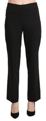 Black Mid Waist Straight Formal Dress Trouser Pants - Avaz Shop