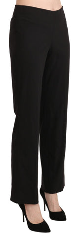 Black Mid Waist Straight Formal Dress Trouser Pants - Avaz Shop
