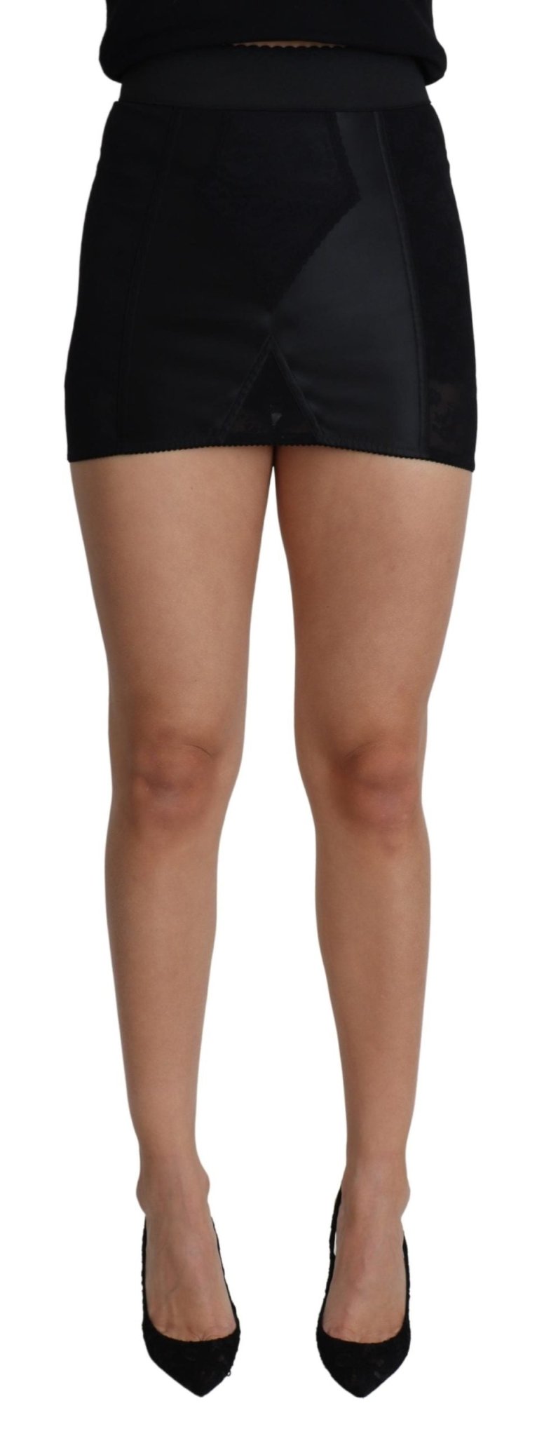 Black Mini Short Lace Stretch Skirt - Avaz Shop