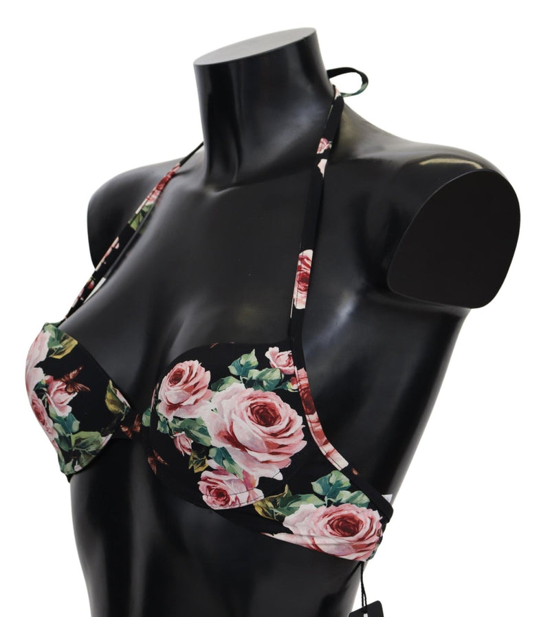 Black Roses Print Swimsuit Beachwear Bikini Tops - Avaz Shop