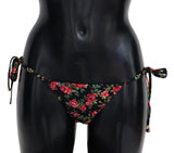 Black Roses Print Swimwear Beachwear Bikini Bottom - Avaz Shop