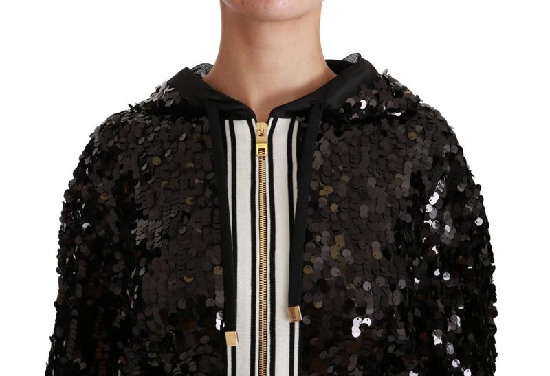 Black Sequined Hooded Sweater Dress Jumpsuit - Avaz Shop