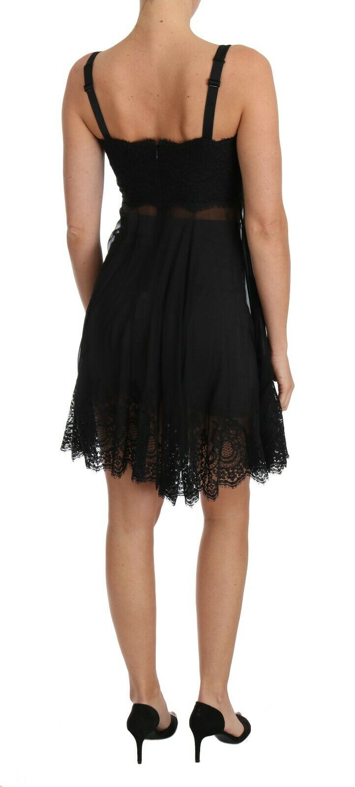 Black Silk Lace Dress Chemise Lingerie - Avaz Shop