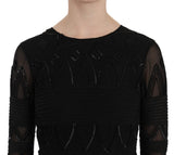 Black Silk Sequined Mini Shift Gown - Avaz Shop