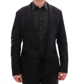 Black silk slim fit blazer - Avaz Shop