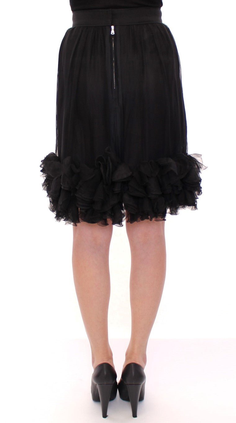 Black Silk Transparent Above Knees Skirt - Avaz Shop