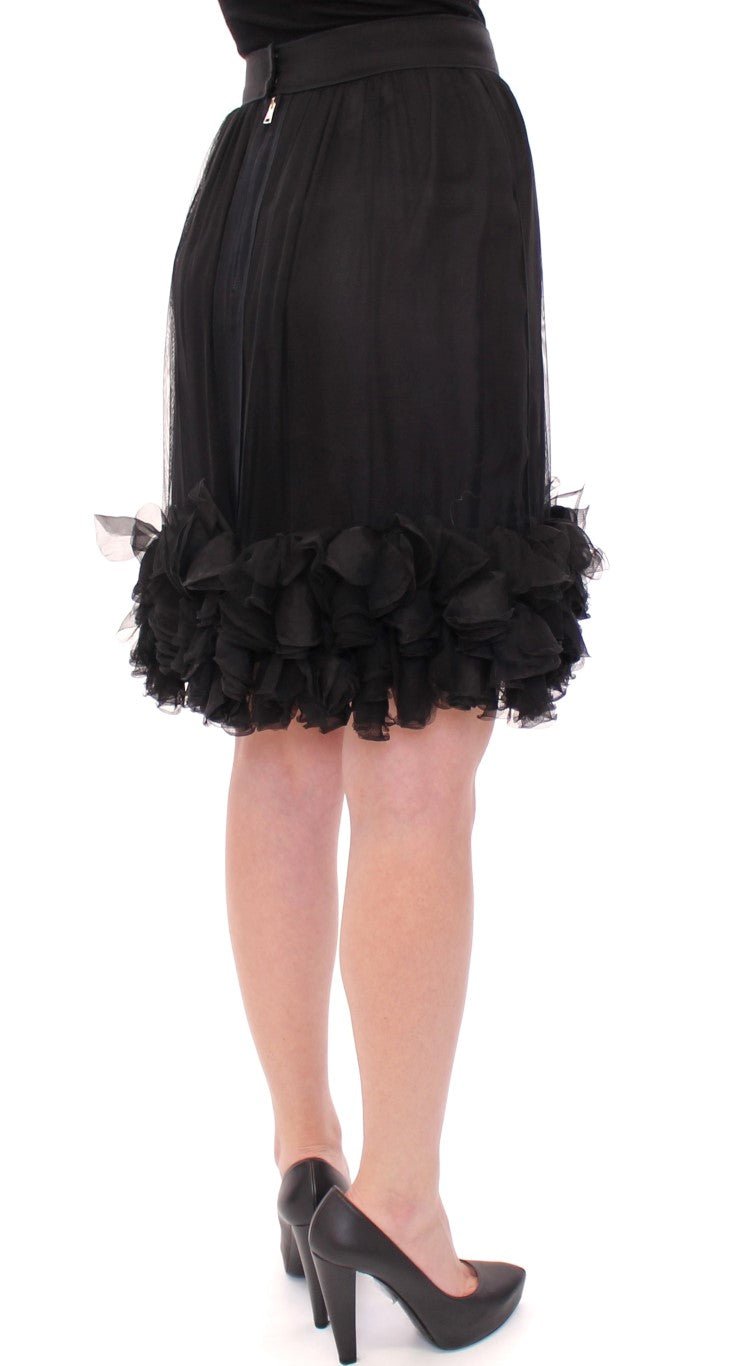 Black Silk Transparent Above Knees Skirt - Avaz Shop
