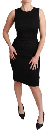 Black Sleeveless Bodycon Knee Length Dress - Avaz Shop
