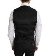Black Solid Wool Silk Waistcoat Vest - Avaz Shop
