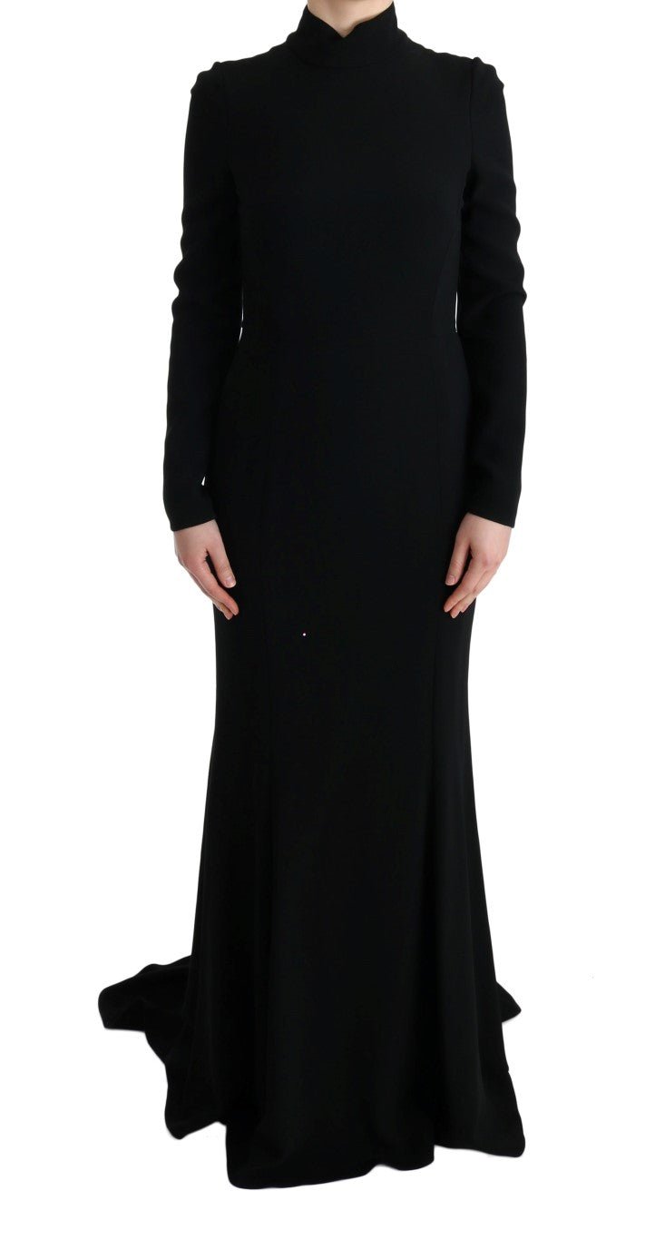 Black Stretch Long Gown Sheath Dress - Avaz Shop